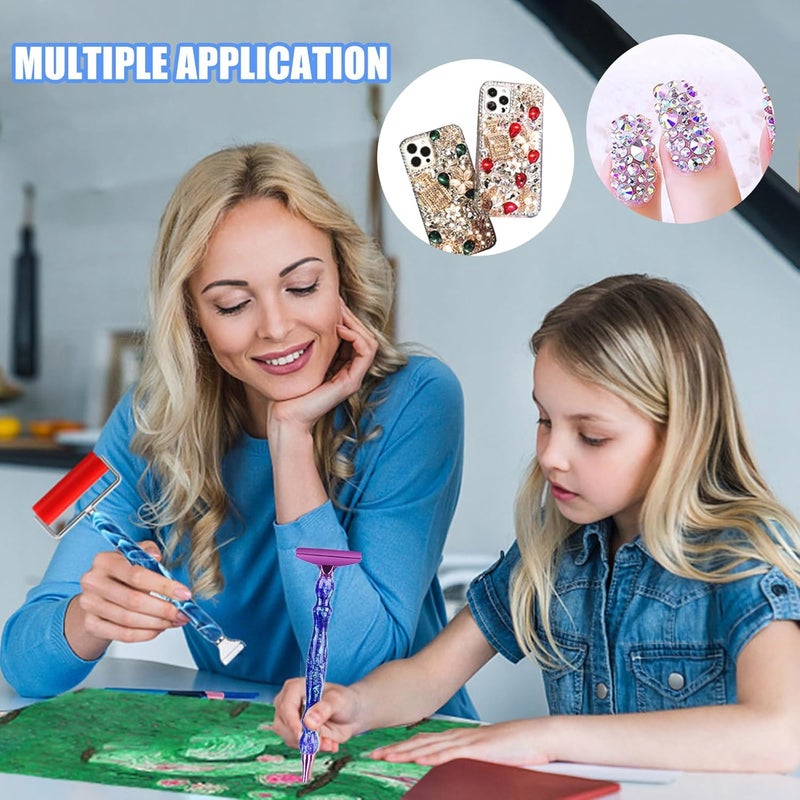 Heyseri Diamond Art Pens, 14PCS Ergonomic Diamond Painting Pen Accessories Tools Set with Screw Steel Metal Pen Tips and 6 Painting Glue Clay, 5D Diamond Painting Tools for Paintings Hobby - Image 5